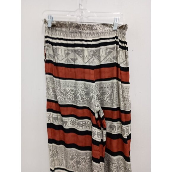 Vintage Karen Kane Womens Wide Leg Pants Size 6 Orange Black Elephant Print BOHO - Picture 4 of 8